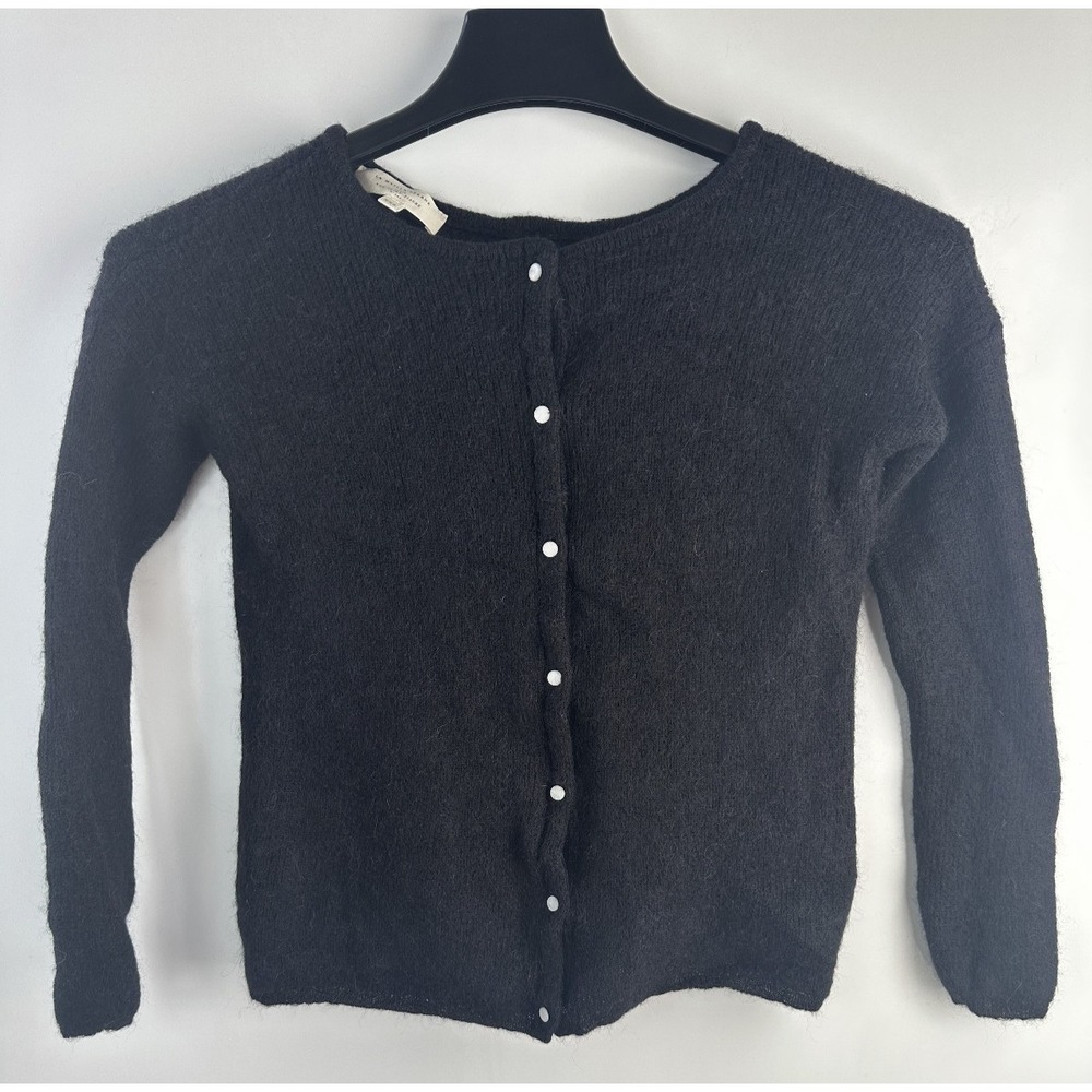 Sezane Gaspard Super Kid Mohair Baby Alpaca Black Cardigan Sweater XXS Luxury - Picture 2 of 16